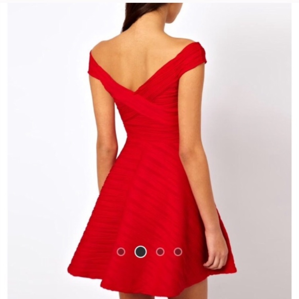 ASOS red mini off shoulder dress